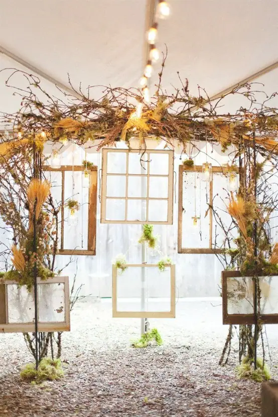pretty window panes ceremony backdrop weddingfor1000.com