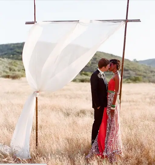 simple frame with soft curtain ceremony backdrop weddingfor1000.com