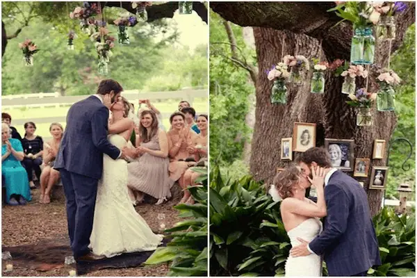Decorate a tree with the pictures of loved ones who are unable to make it to your wedding - weddingfor1000.com