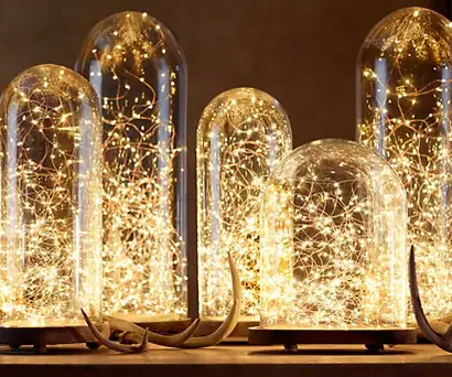 twinkle lights in jars
