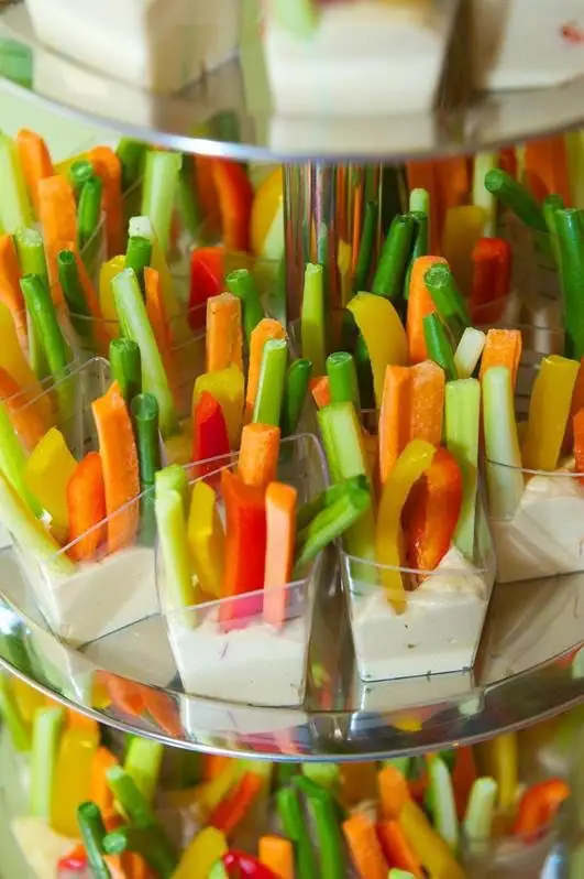 veggie cups - spring reception food ideas - weddingfor1000.com