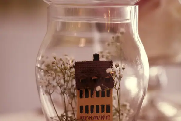 cute little houses in water globe non-floral centerpieces