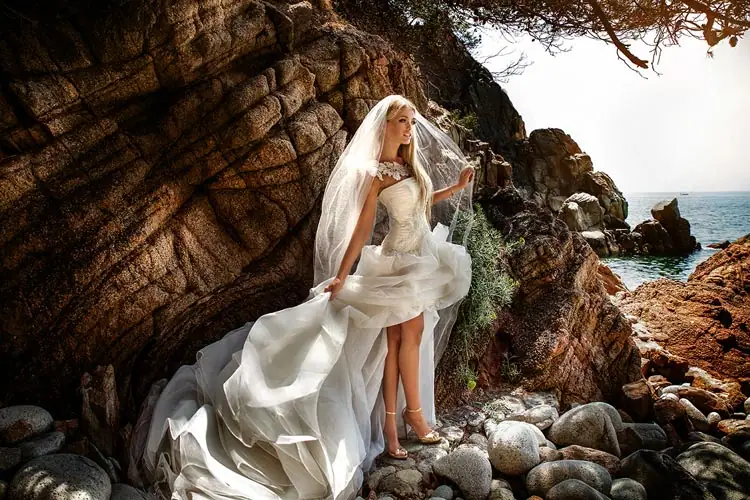 a wedding gown that makes you look taller