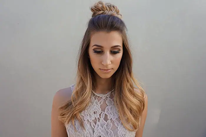 half up wedding bun style - weddingfor1000.com